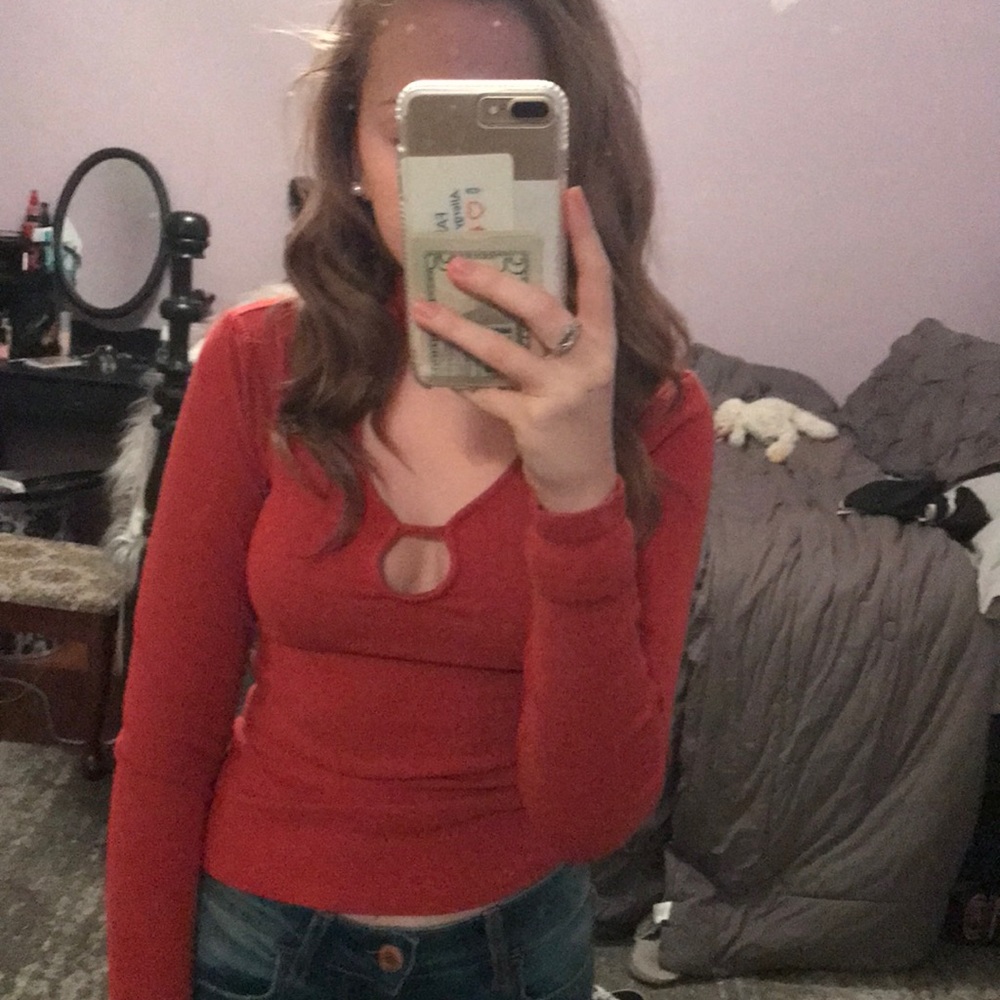 Orange long sleeve shirt